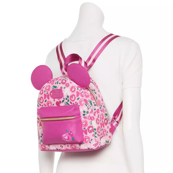 NWT Disney Minnie Mouse Pink Floral Mini Backpack Purse Bag for Spring - Picture 4 of 6